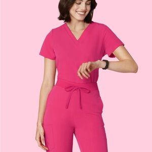 Mandala hot pink V-Neck Scrub set
